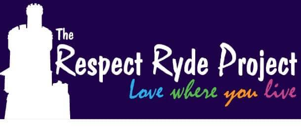 Respect Ryde Project logo - blue backgroud with a white silhouette of Appley tower. 