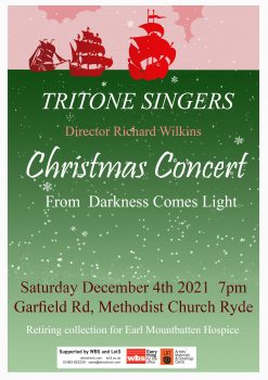Poster with snowflakes advertising Tritone concert 